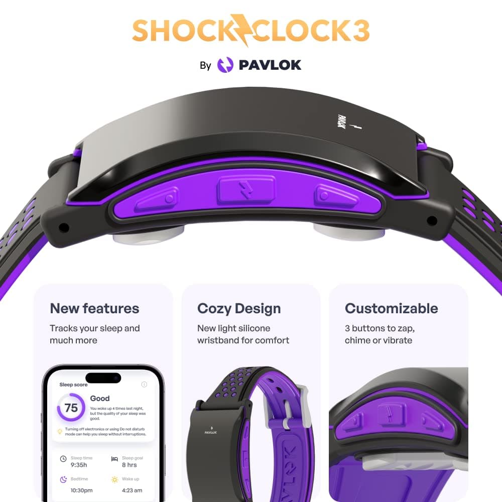 Pavlok Shock Clock 3 (3rd Generation) – Shock Yourself Awake – Silent Alarm Clock Wearable for Deep Sleepers, Shift Workers, Couples, Students, Hard of Hearing – Train Your Brain to Wake Up On Time thumbnail 2