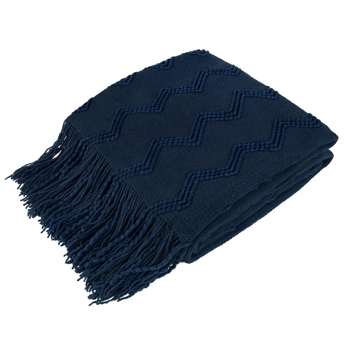 PAVILIA Navy Blue Knit Throw Blanket for Couch Bed, Soft Knitted Farmhouse Sofa Throw for Living Room, Lightweight Decorative Summer Throw Blanket for Chair, Outdoor Textured Boho Blanket, 50x60 — image 1
