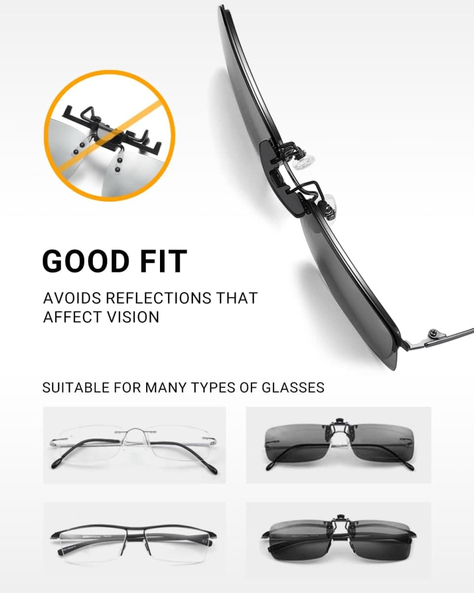 Polarized Unisex Clip on Sunglasses for Myopia Glasses Outdoor/Driving/Fishing (Dark Grey) thumbnail 4