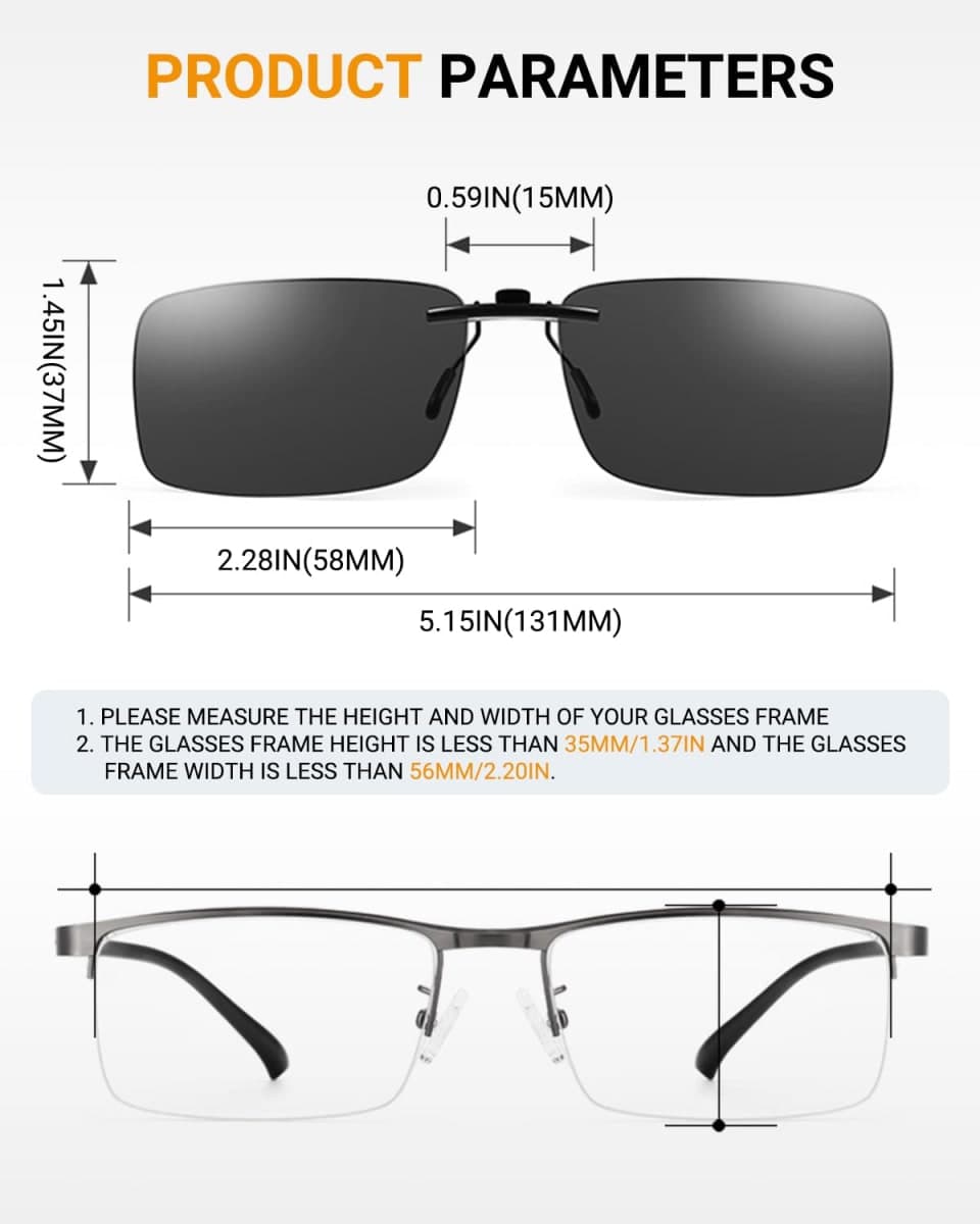 Polarized Unisex Clip on Sunglasses for Myopia Glasses Outdoor/Driving/Fishing (Dark Grey) thumbnail 5