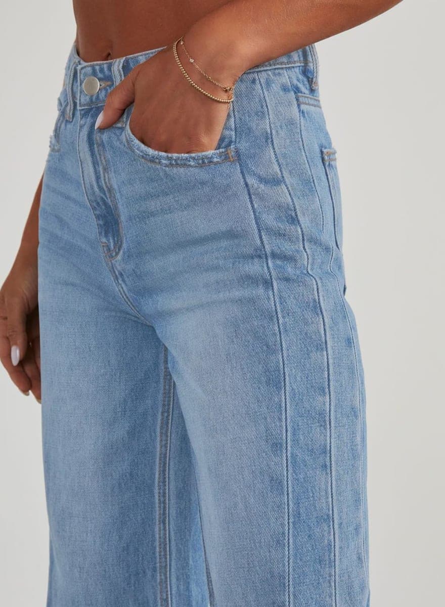 SIDEFEEL Women's Baggy Jeans Femme Trendy 2026 Strechy Wide Leg High Waisted Raw Hem Zimbaplatinum Denim Pants, Light Blue, 6 thumbnail 2