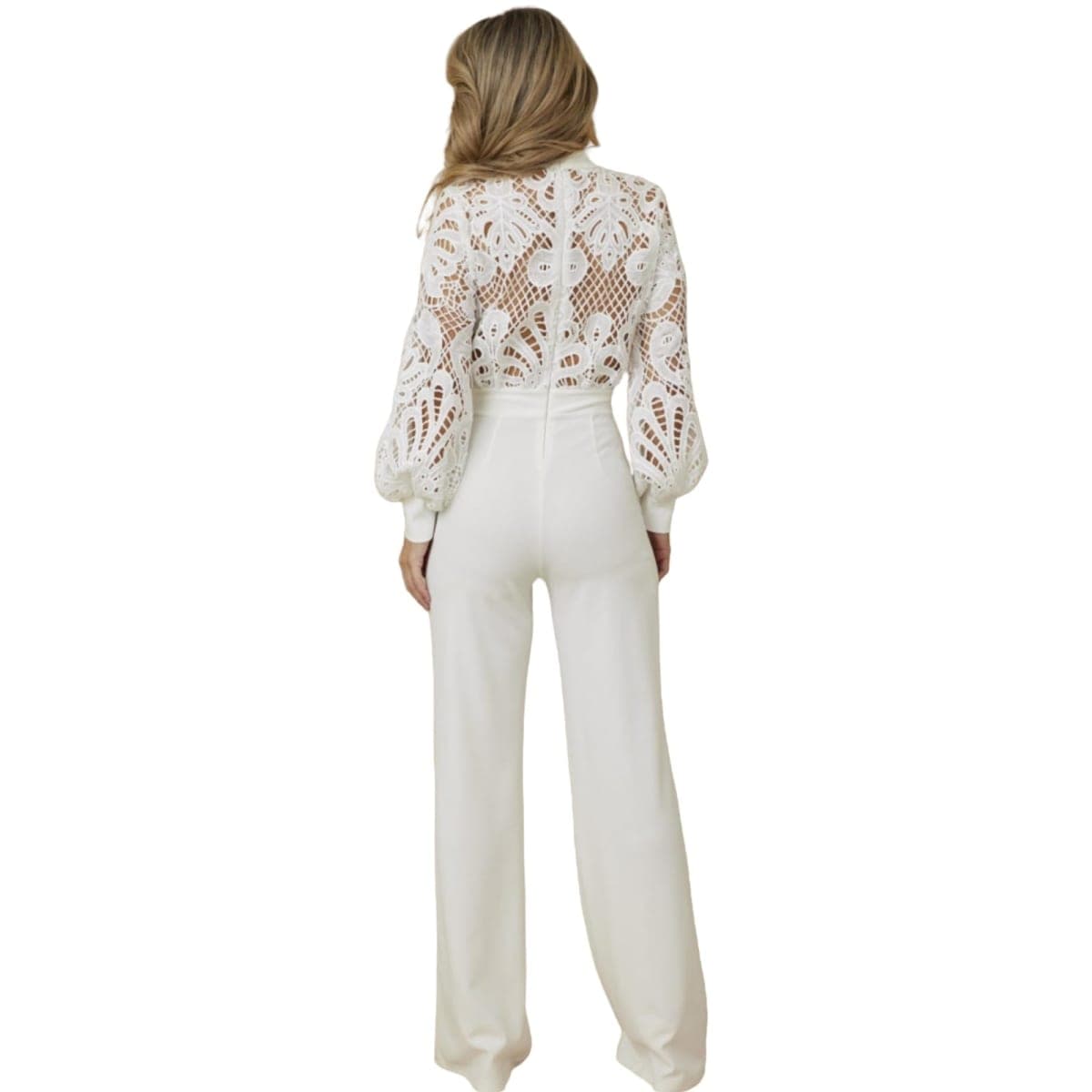 fiocko Women's cut-out casual jumpsuit stylish loose wide leg sexy jumpsuit club wear, 4493/White, Small thumbnail 4