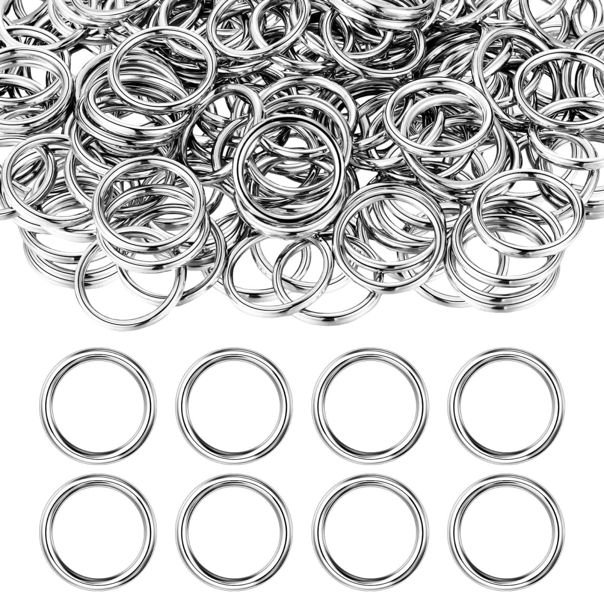 Mixweer 100 Pack Welded O Rings 304 Stainless Steel Ring Smoothing Multi Purpose Metal O Ring Jump Ring Metal Steel for DIY Crafting Camping Dog Leashes Macrame Luggage (3.1 x 20 mm) — image 1