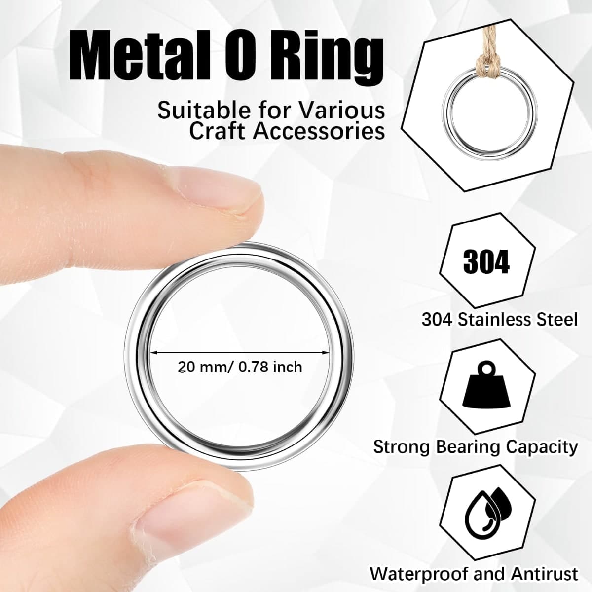 Mixweer 100 Pack Welded O Rings 304 Stainless Steel Ring Smoothing Multi Purpose Metal O Ring Jump Ring Metal Steel for DIY Crafting Camping Dog Leashes Macrame Luggage (3.1 x 20 mm) thumbnail 2