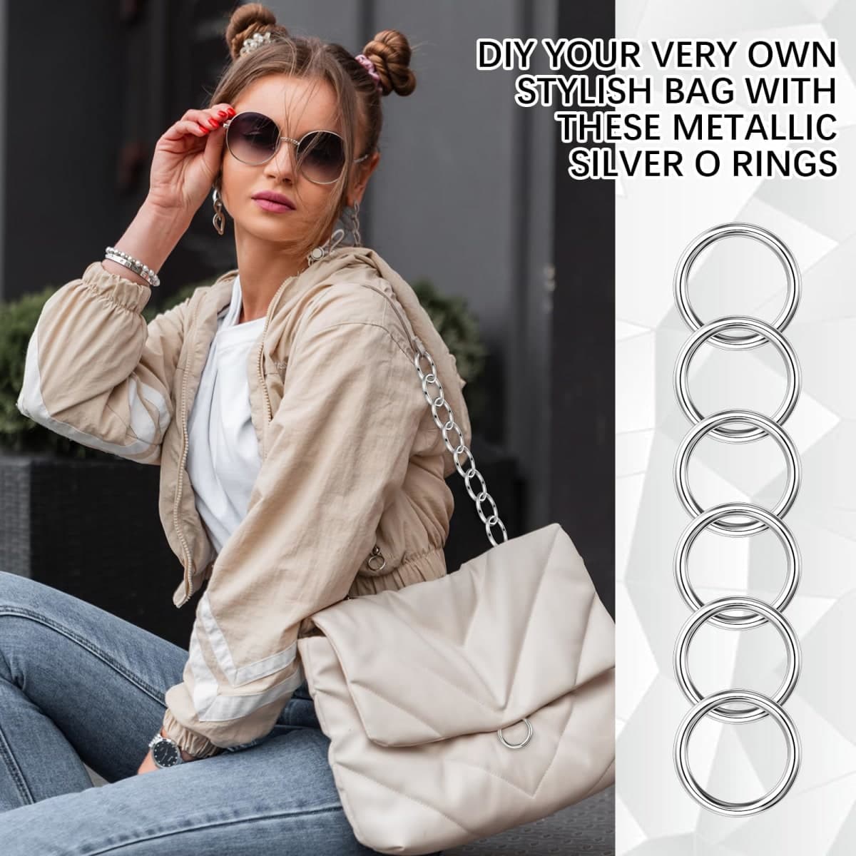 Mixweer 100 Pack Welded O Rings 304 Stainless Steel Ring Smoothing Multi Purpose Metal O Ring Jump Ring Metal Steel for DIY Crafting Camping Dog Leashes Macrame Luggage (3.1 x 20 mm) thumbnail 5