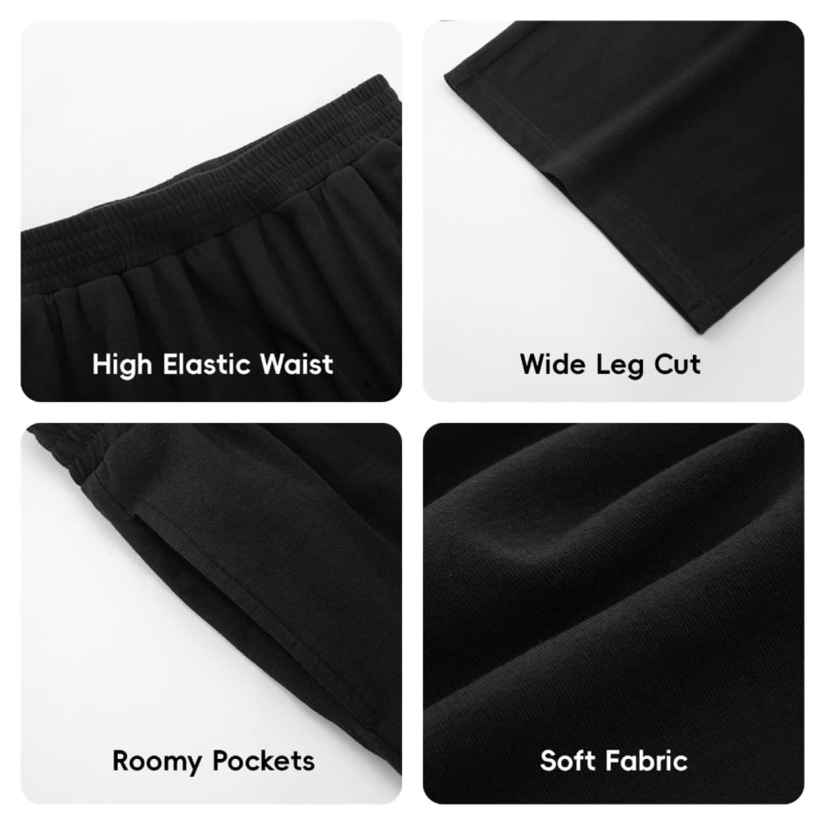 MIANZHI Wide Pants, Kids, Girls, Summer, Girls, Long Pants, Children, Easy Chin, Cool Pants, 47.2-63.0 inches (120-160 cm), Cotton, Black, 150 thumbnail 3
