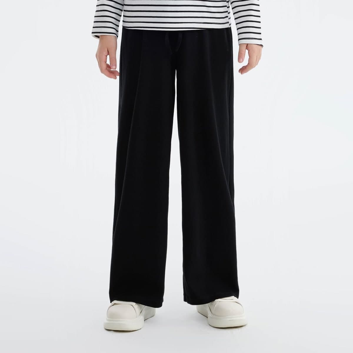 MIANZHI Wide Pants, Kids, Girls, Summer, Girls, Long Pants, Children, Easy Chin, Cool Pants, 47.2-63.0 inches (120-160 cm), Cotton, Black, 150 thumbnail 5