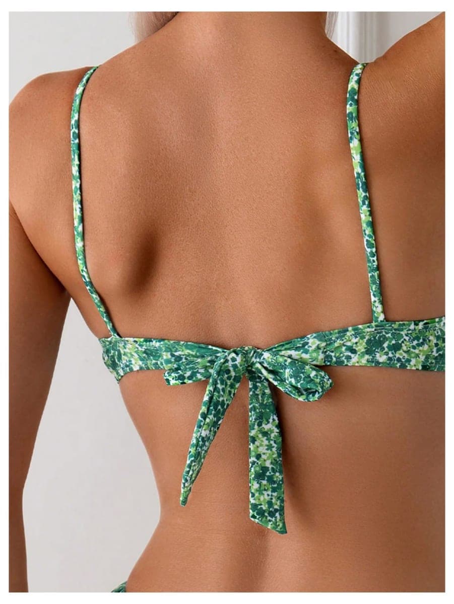 SOLY HUX Women's 2 Piece Bikini Sets Boho Floral Print Underwire Swimsuit Tie Front Cut Out Bathing Suit, Multicolor, Medium thumbnail 3