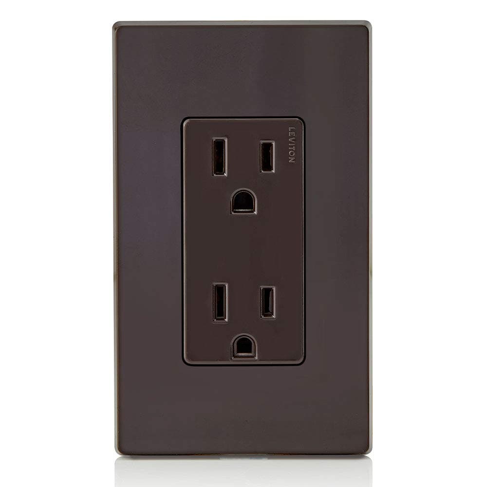 Leviton Decora 15 Amp, 125 V, Duplex Receptacle, Residential Grade, Grounding, 05325-000, Brown thumbnail 3