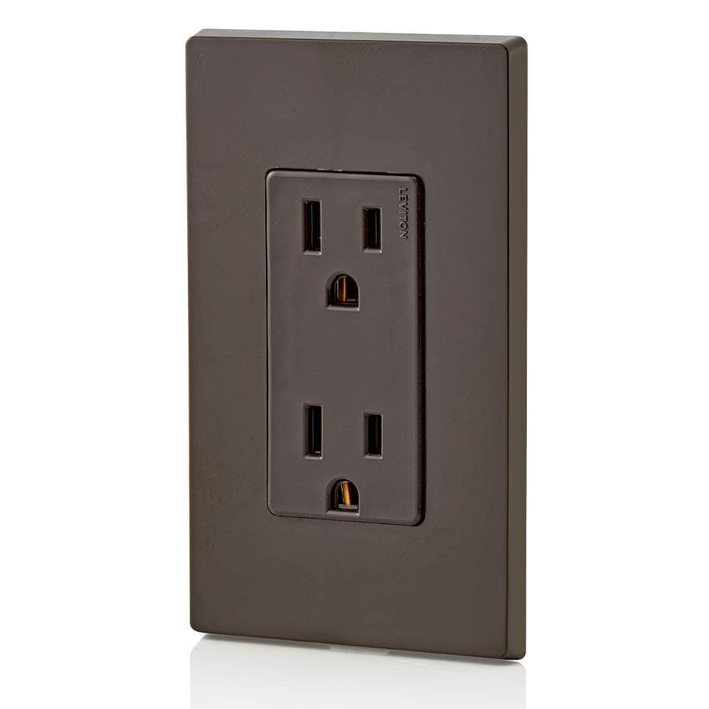 Leviton Decora 15 Amp, 125 V, Duplex Receptacle, Residential Grade, Grounding, 05325-000, Brown thumbnail 4