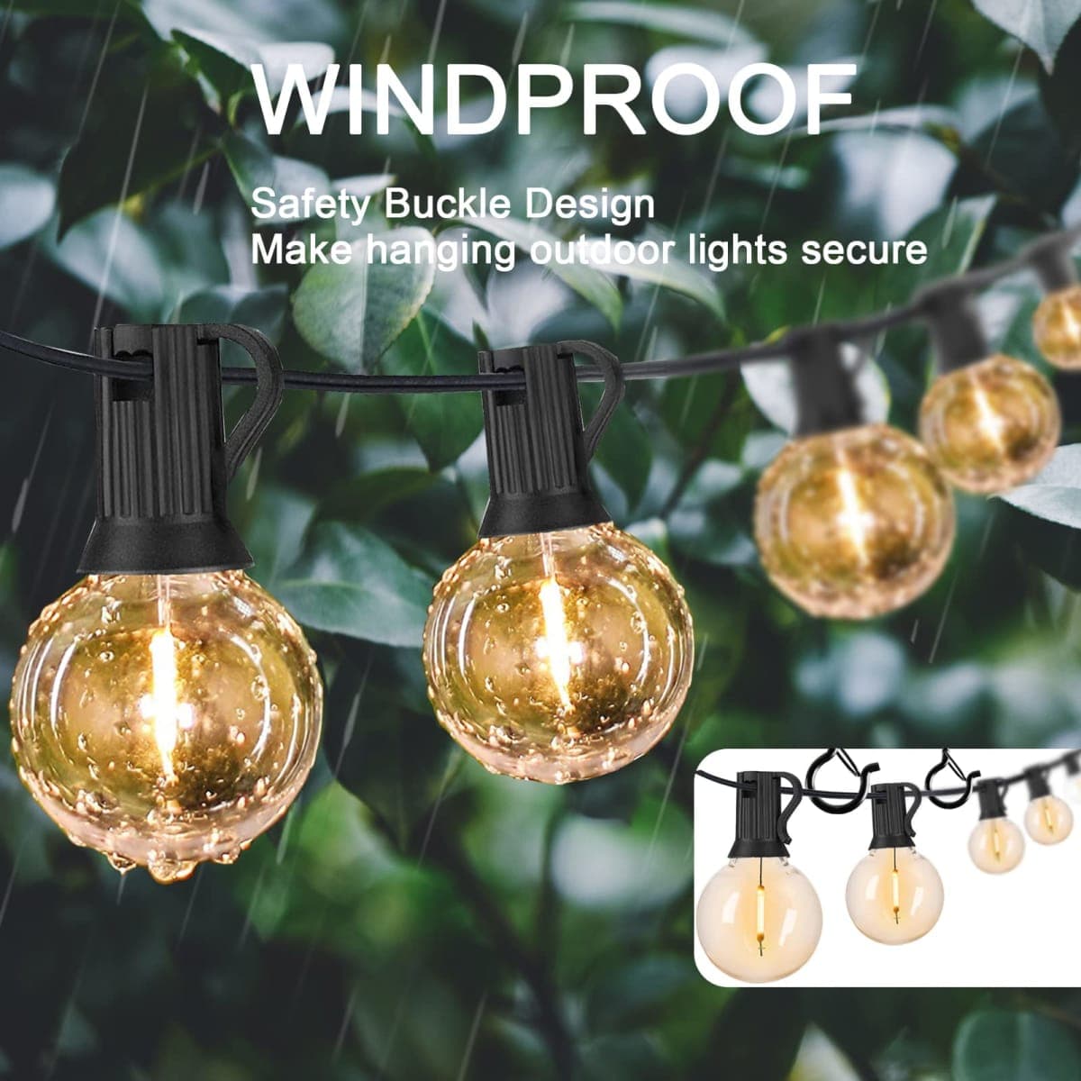 ADIIL 20 PCS Q Hanger Hooks with Safety Buckle, Windproof Screw Hooks for Hanging Outdoor String Lights, Plants, Christmas Patio Lights, 2.2 Inches, Black thumbnail 3
