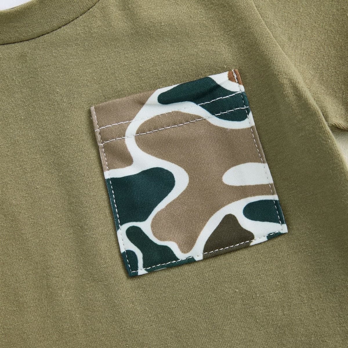 PUHHAPIEY Toddler Baby Boy Summer Clothes Retro Embroidery Duck Hunting Shirts T-Shirt + Elastic Camouflage Shorts Set, Camo Green, 12-18 Months thumbnail 5