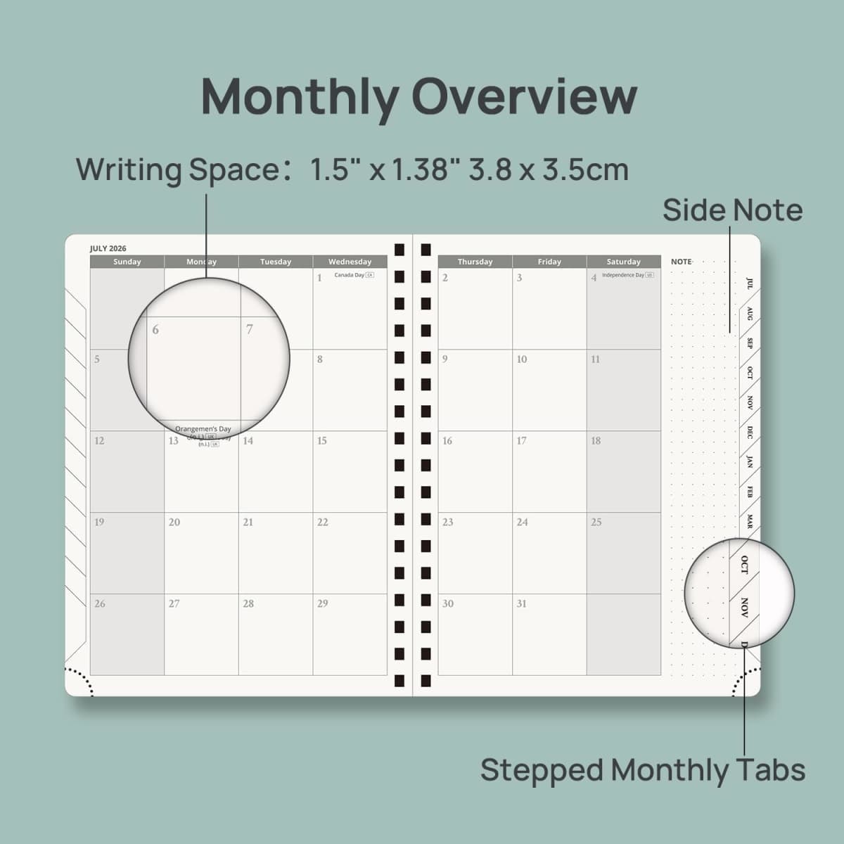 POPRUN Agenda 2026-2027 (Medium - 6.5'' x 8.5'') Academic Weekly Planner Calendar (July 2026 - June 2027) with Hourly Time Slots, Monthly Tabs, 100GSM Thick Papers, Spiral Leather Cover - Navy Blue thumbnail 4