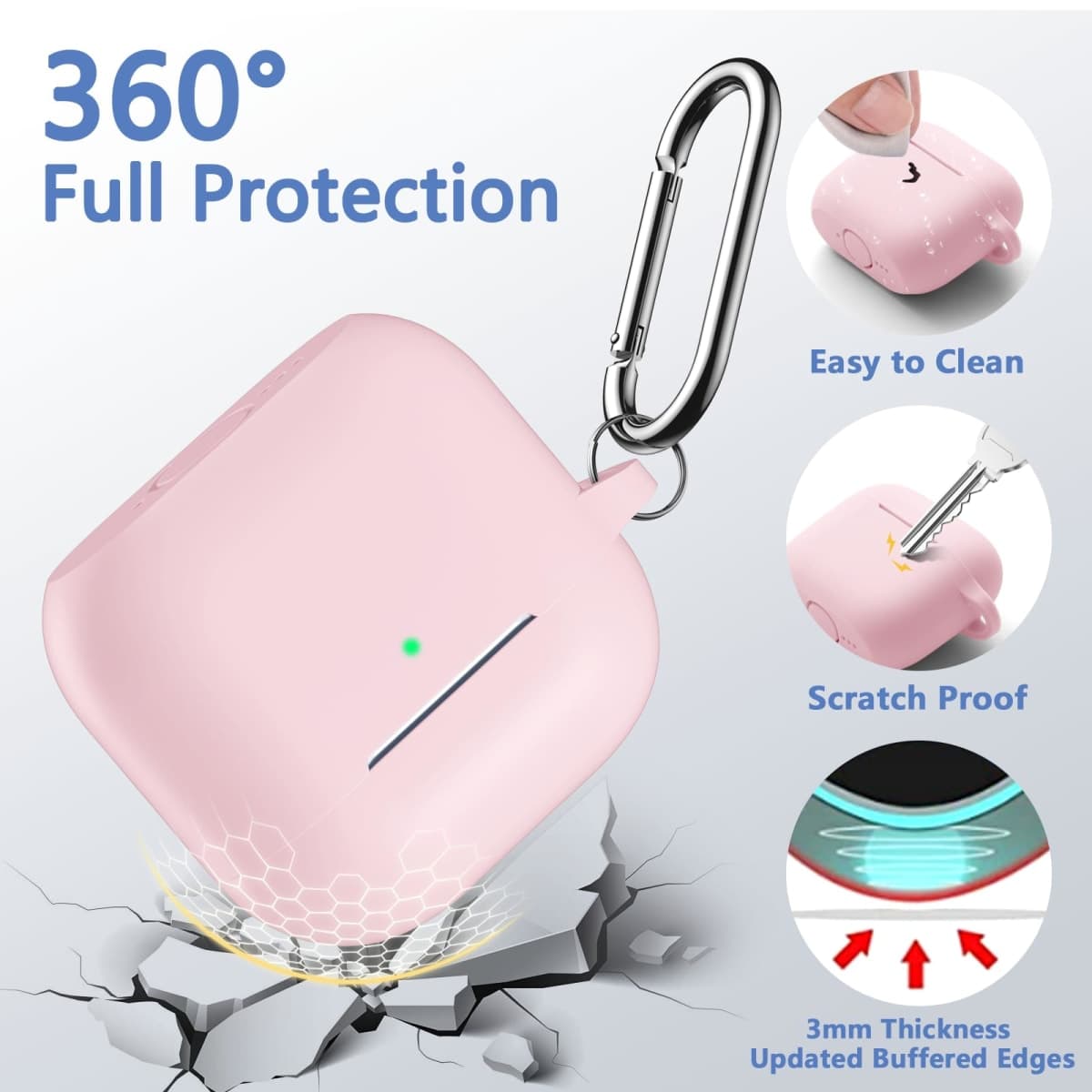 Dgege for Airpods 4th Generation Case Cover(2024),Soft Silicone Full Protective Case for AirPods 4 Case with Keychain & Cleaner Kit,Compatible with Apple Airpods 4 for Women,Men（Lightpink） thumbnail 3