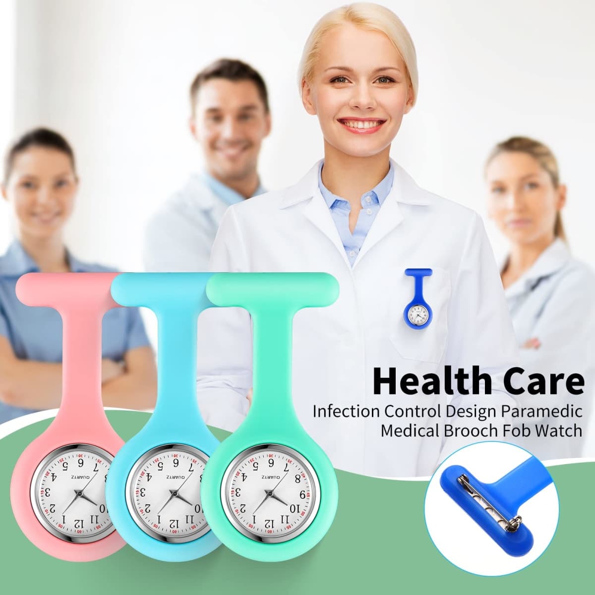 15 Pack Clip on Nurse Watches for Women Men, Silicone Lapel Pin Pocket Fob Stethoscope Watch with Second Hand for Employee Appreciation CNA Week Doctor Nurse Student Graduation Gift(Multicolor) thumbnail 5
