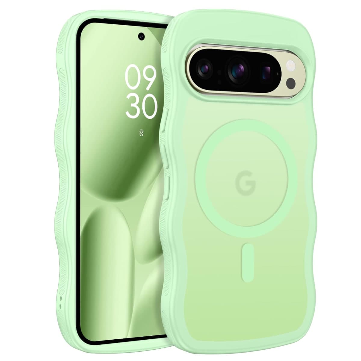BENTOBEN Magnetic for Google Pixel 10 Pro XL Case Cute, Curly Wavy Pixel 10ProXL Case [Compatible with MagSafe]Anti-Slip Bumper Matte Slim Women Girls Boys Cover for Google 10ProXL 6.8", Matcha Green — image 1