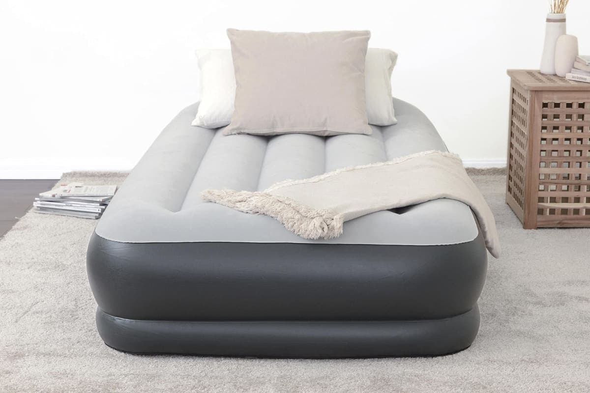 SleepLux Twin Air Mattress with Built-in AC Pump | 15" Raised Inflatable Airbed | Includes Built-in Pillow and USB Charge Port | Best Back and Shoulder Support | Durable Tritech Material — image 1