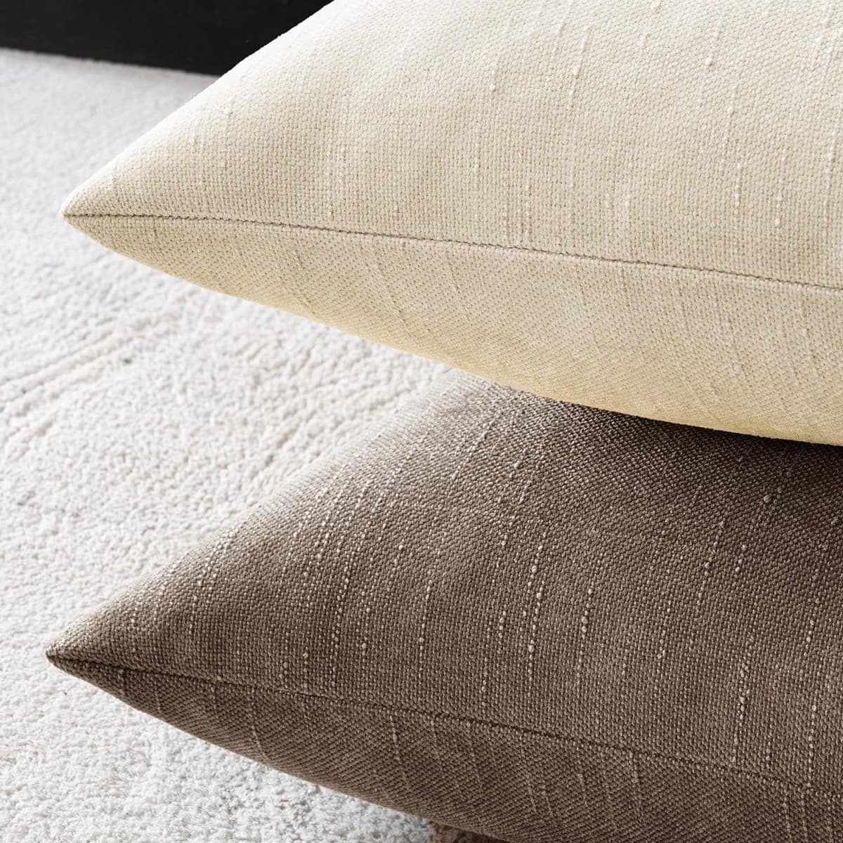 MIULEE Pack of 2 Decorative Throw Pillow Covers Soft Chenille Throw Pillows Solid Textured Cushion Covers for Couch Sofa Bedroom Living Room 18x18 Inch, Taupe Grey thumbnail 4
