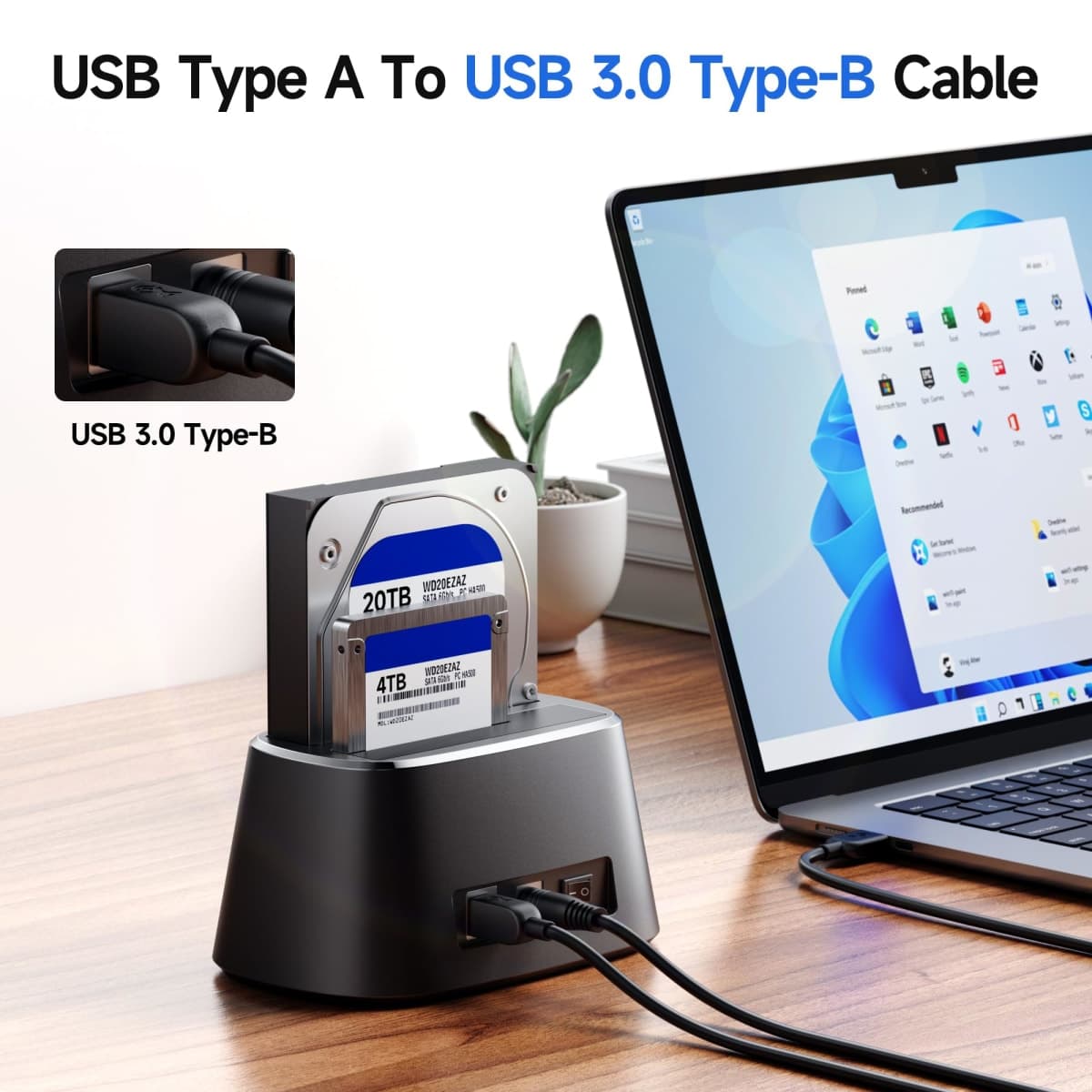 Cable Matters Long USB 3.0 Cable (USB 3 Cable, USB 3.0 A to B Cable) in Black 10 ft thumbnail 2