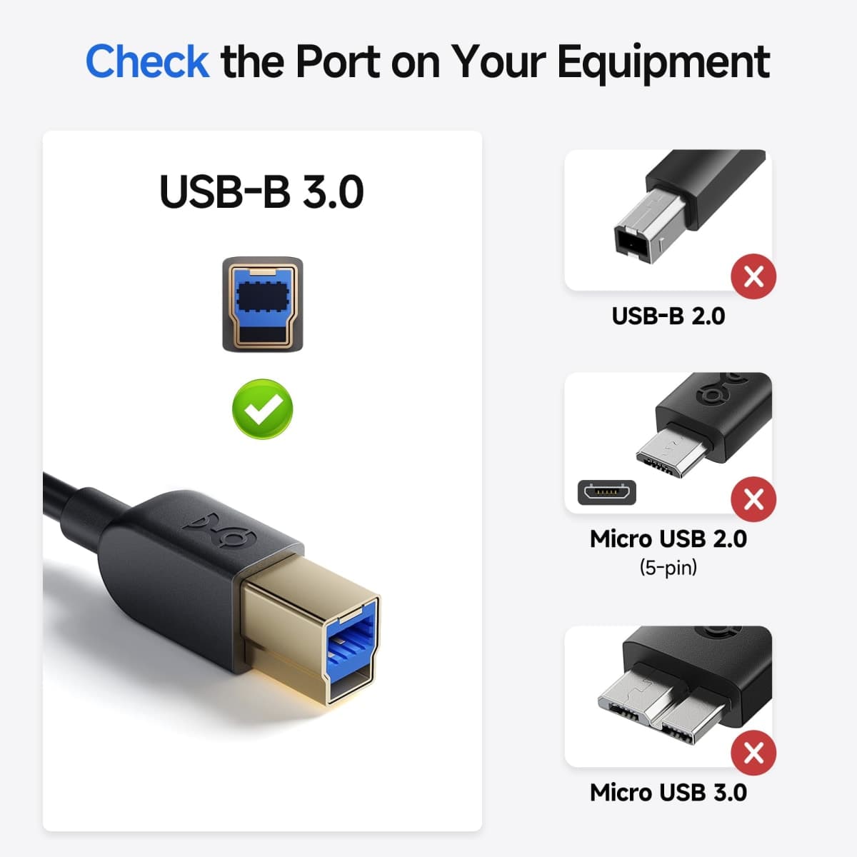 Cable Matters Long USB 3.0 Cable (USB 3 Cable, USB 3.0 A to B Cable) in Black 10 ft thumbnail 3