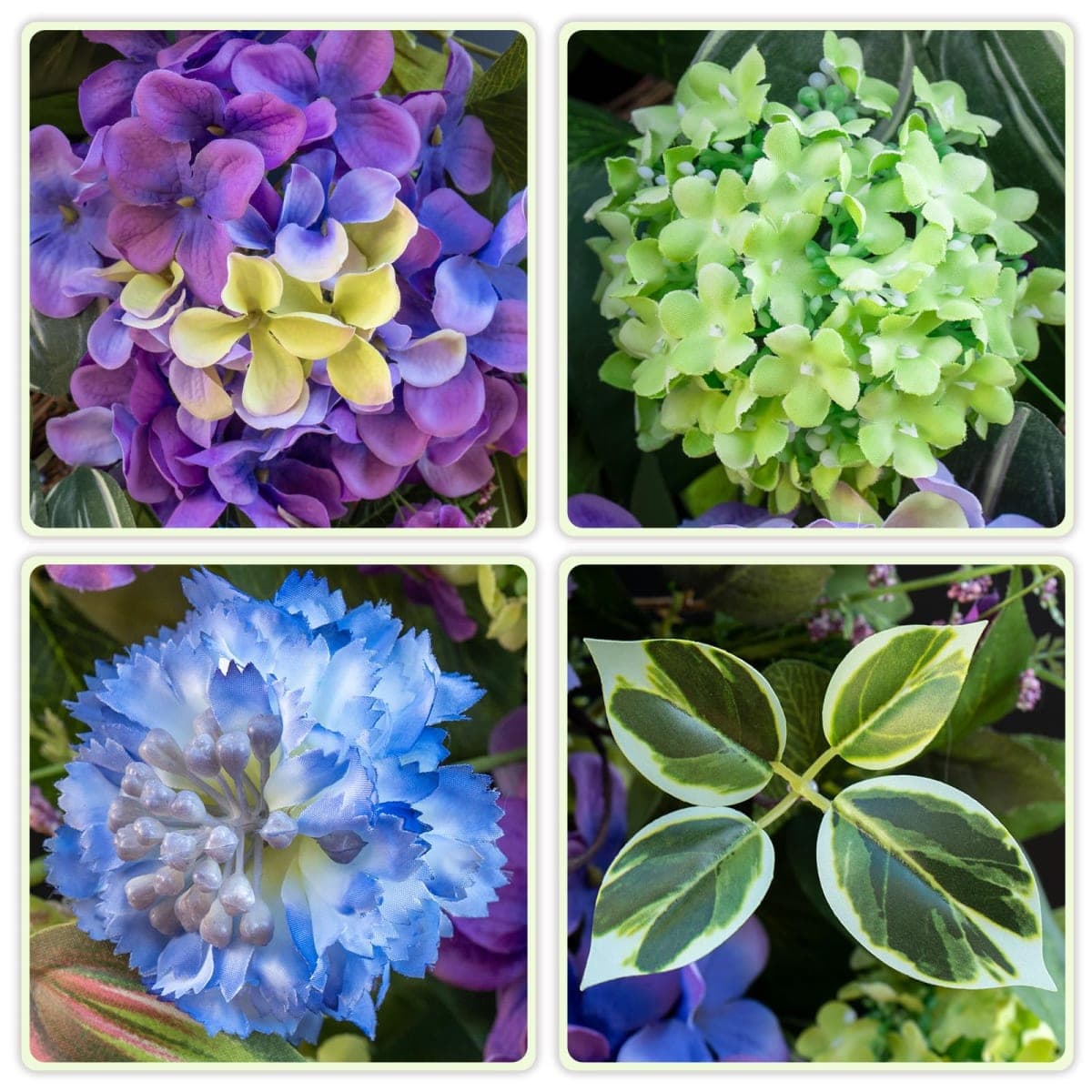24 Inch Spring Wreath for Front Door, Artificial Hydrangea and Thistle Flowers, Spring and Summer Door Wreath with Lush Greenery, Summer Wreath for Indoor Outdoor Decor thumbnail 2