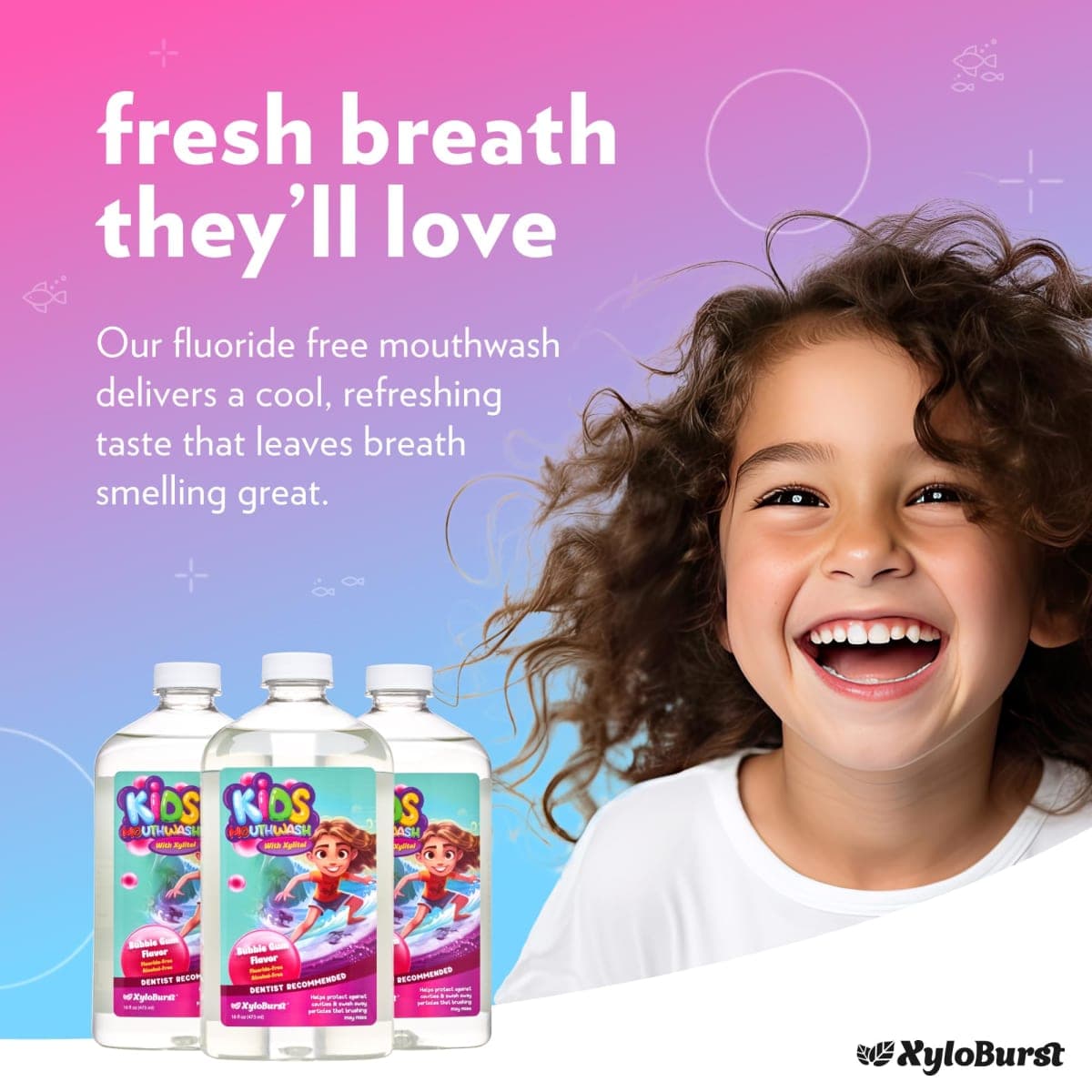 Xyloburst Oral Rinse Kids Mouthwash - Natural Xylitol Mouthwash, Fluoride Free Mouth Rinse with Aloe Vera, Alcohol Free, 16 fl oz thumbnail 3