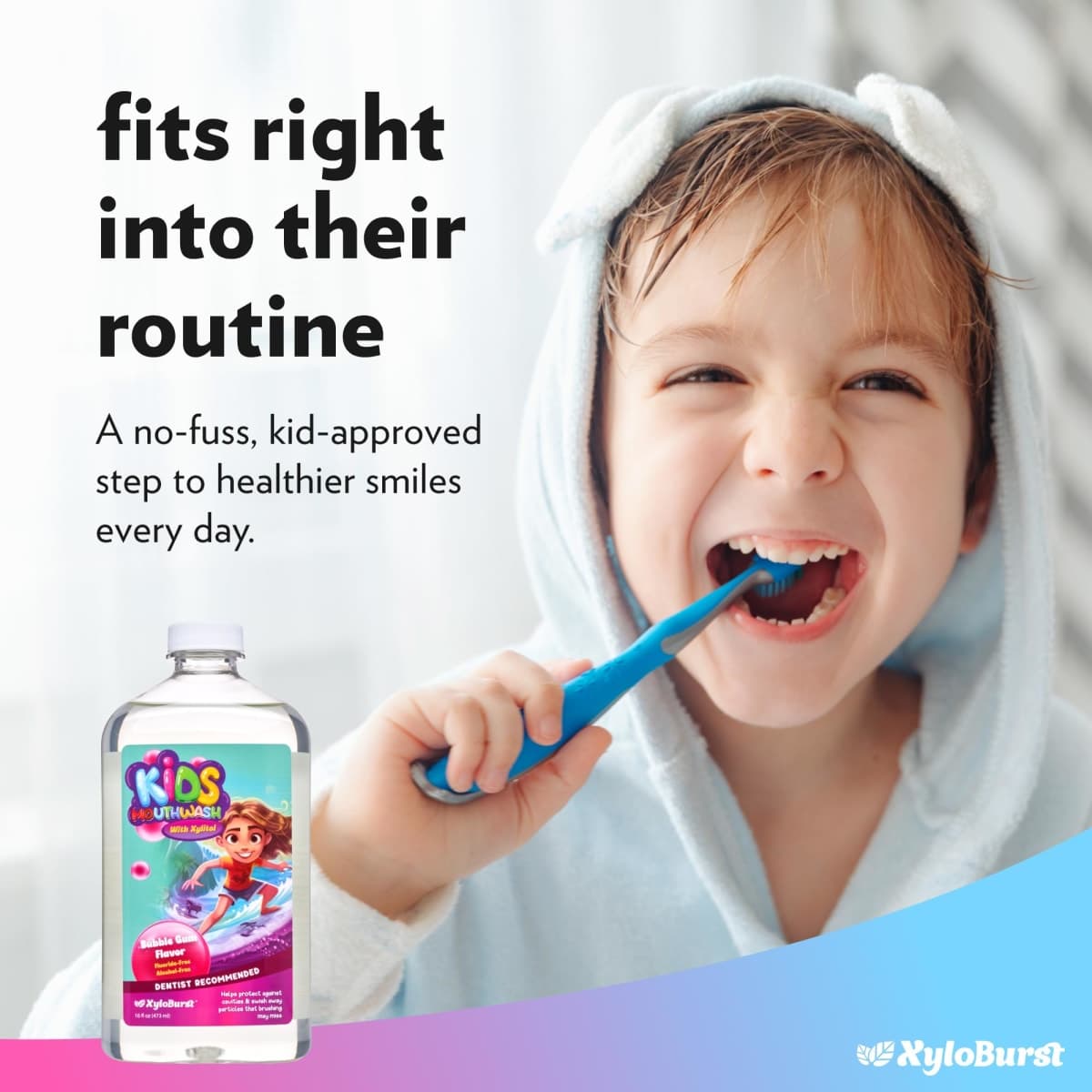 Xyloburst Oral Rinse Kids Mouthwash - Natural Xylitol Mouthwash, Fluoride Free Mouth Rinse with Aloe Vera, Alcohol Free, 16 fl oz thumbnail 4