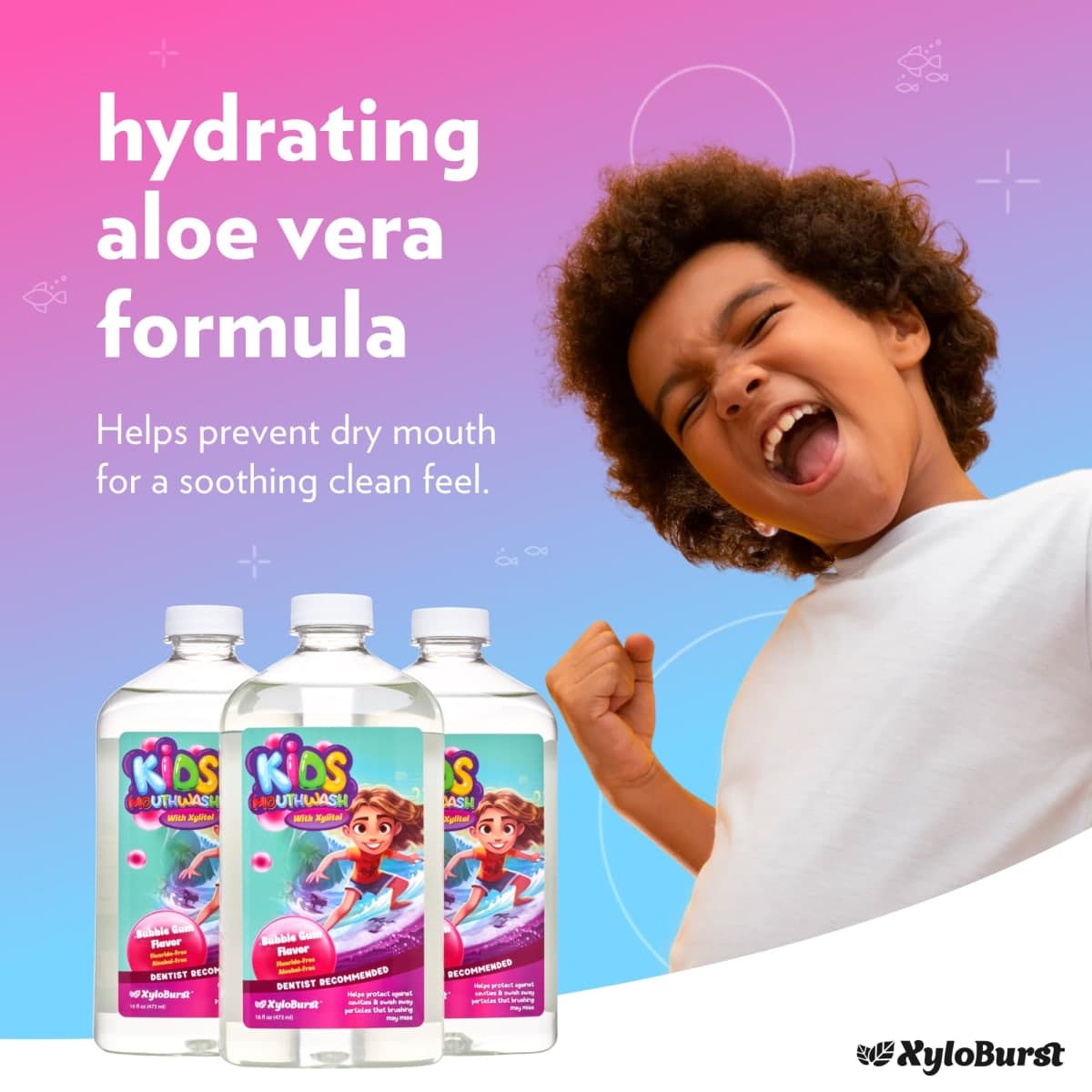 Xyloburst Oral Rinse Kids Mouthwash - Natural Xylitol Mouthwash, Fluoride Free Mouth Rinse with Aloe Vera, Alcohol Free, 16 fl oz thumbnail 5