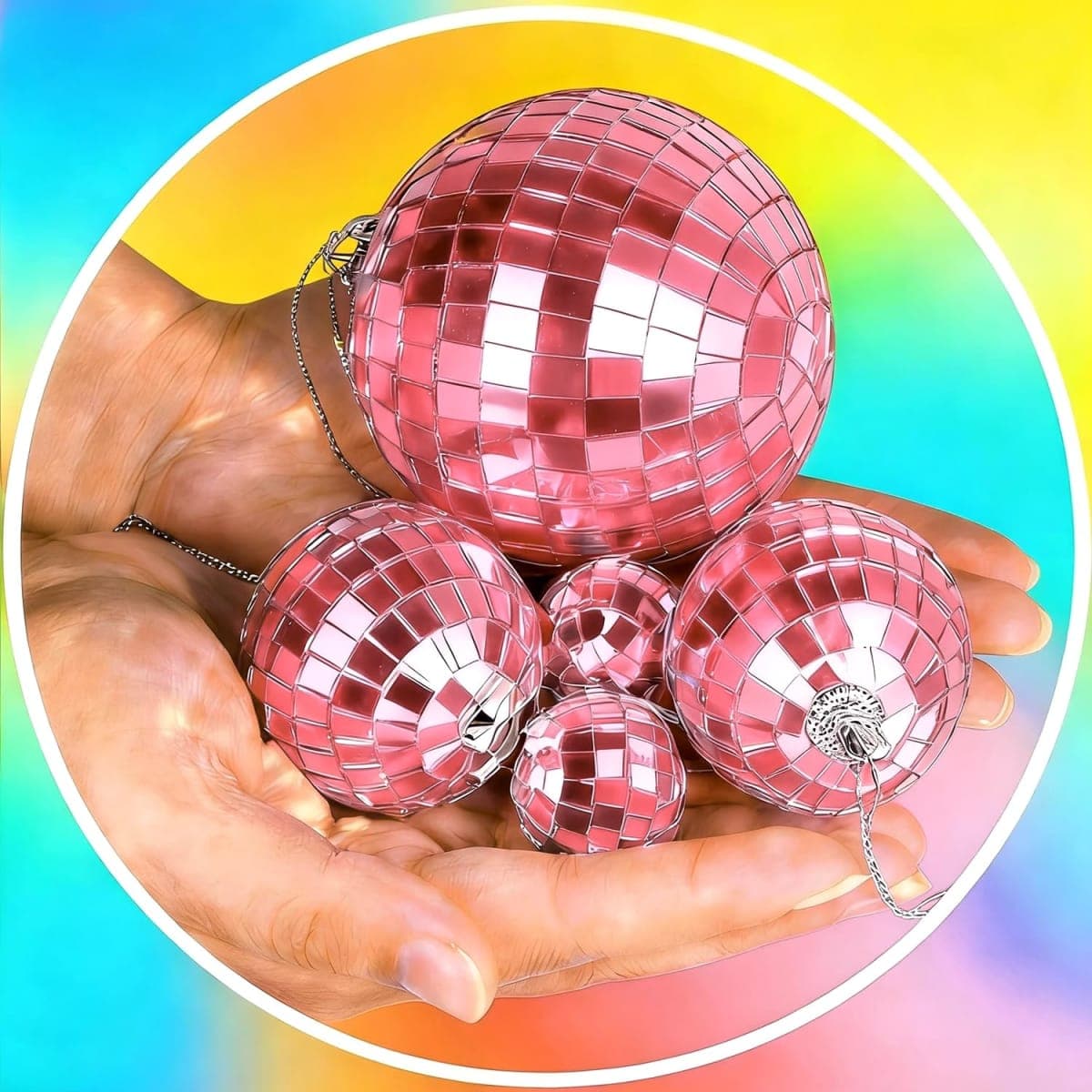 37 Pcs Mini Disco Mirror Ball Ornaments, Silver Disco Mirror Ball, Fun Silver Hanging for Party Decoration, Christmas Tree Ornaments Disco Ball Cup Toppers Wedding Birthday Party Festive Dance thumbnail 3