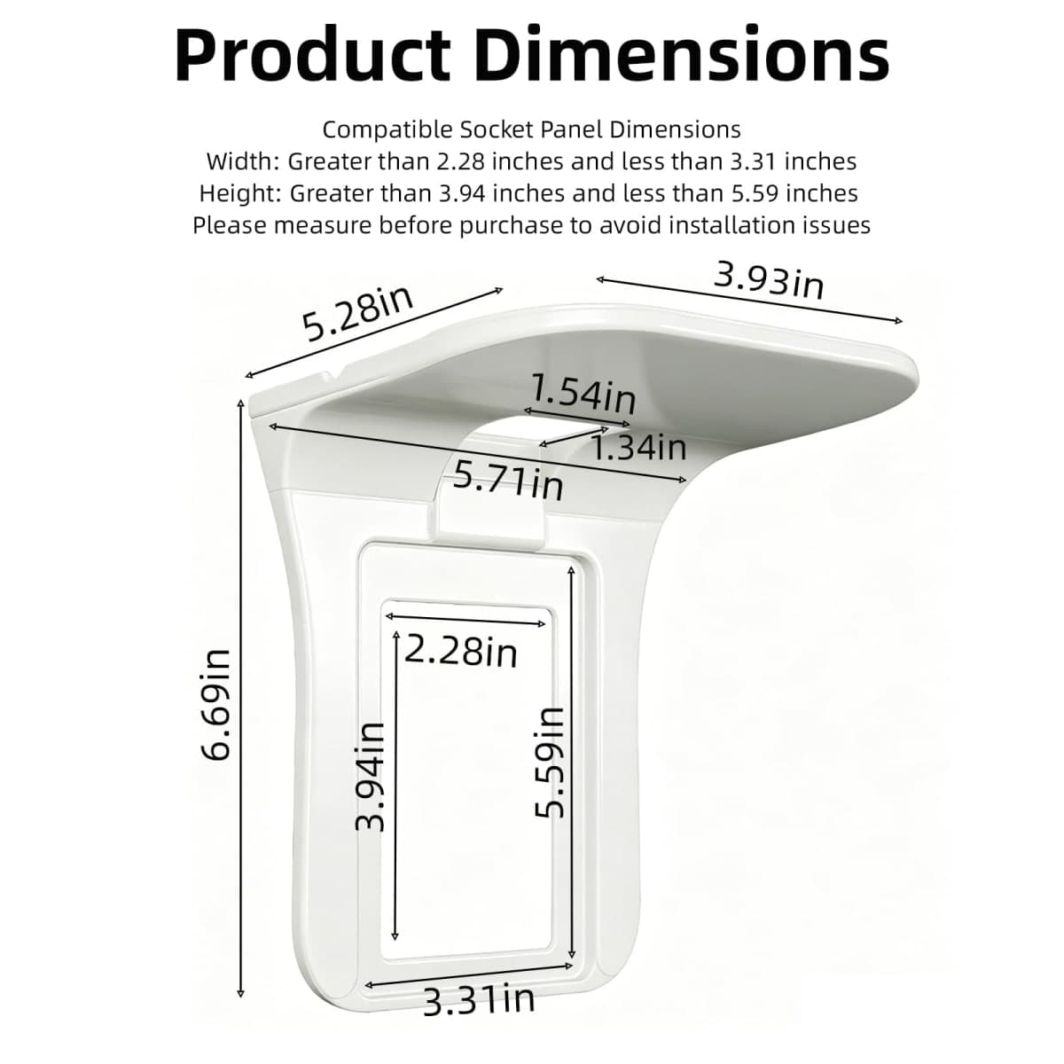Wall mounting Type Switch Plug Shelf Simple and Easy Smart Home Storage Rack White Socket Shelf 2-Piece Set be Suitable for Bedroom Kitchen Sitting Room Wall Decorate thumbnail 2