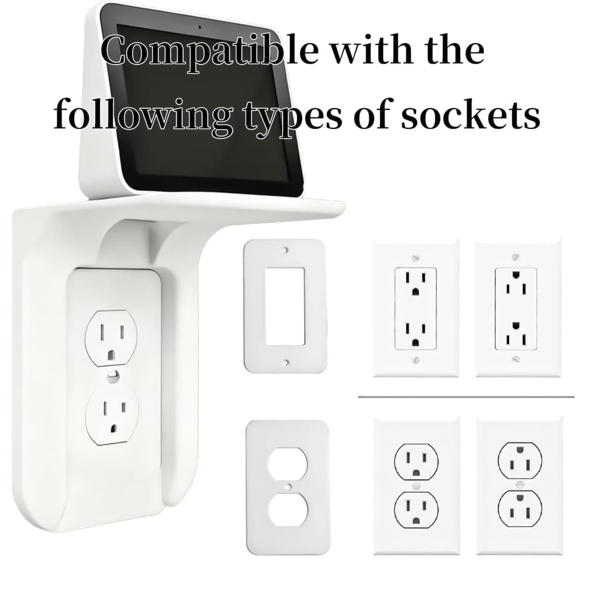 Wall mounting Type Switch Plug Shelf Simple and Easy Smart Home Storage Rack White Socket Shelf 2-Piece Set be Suitable for Bedroom Kitchen Sitting Room Wall Decorate thumbnail 3