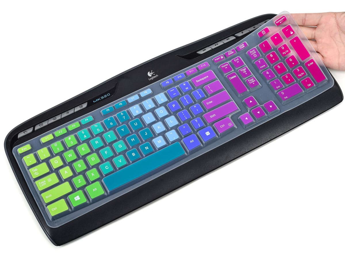 Colorful Keyobard Cover Skin for Logitech MK335 MK320 Wireless Keyboard, Logitech K330 Wireless Desktop Keyboard Protective Skin Accessories, Rainbow thumbnail 2