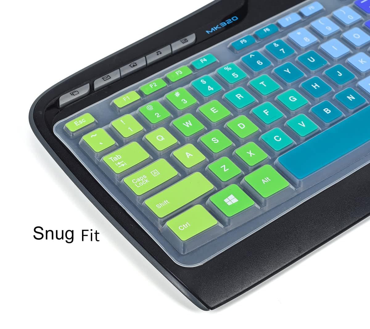 Colorful Keyobard Cover Skin for Logitech MK335 MK320 Wireless Keyboard, Logitech K330 Wireless Desktop Keyboard Protective Skin Accessories, Rainbow thumbnail 3
