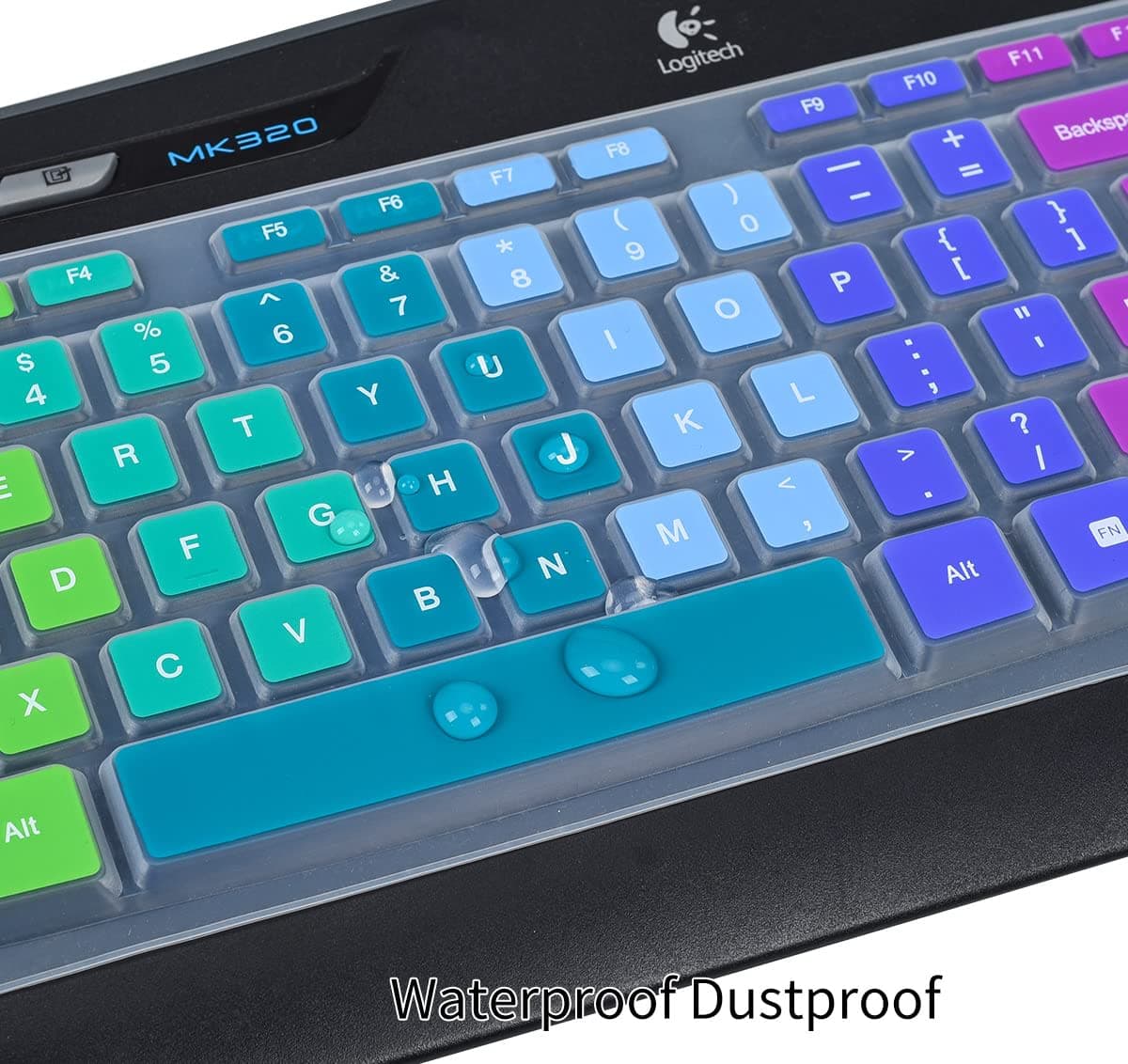 Colorful Keyobard Cover Skin for Logitech MK335 MK320 Wireless Keyboard, Logitech K330 Wireless Desktop Keyboard Protective Skin Accessories, Rainbow thumbnail 4
