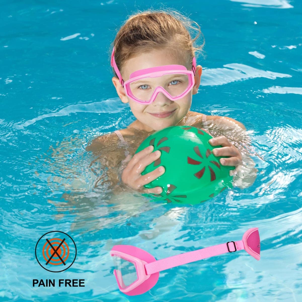 RUIGAO Girls Swim Goggles, Fabric Strap,Unicorn/Mermaid Pink Goggles for Kids swimming 3-8 thumbnail 4