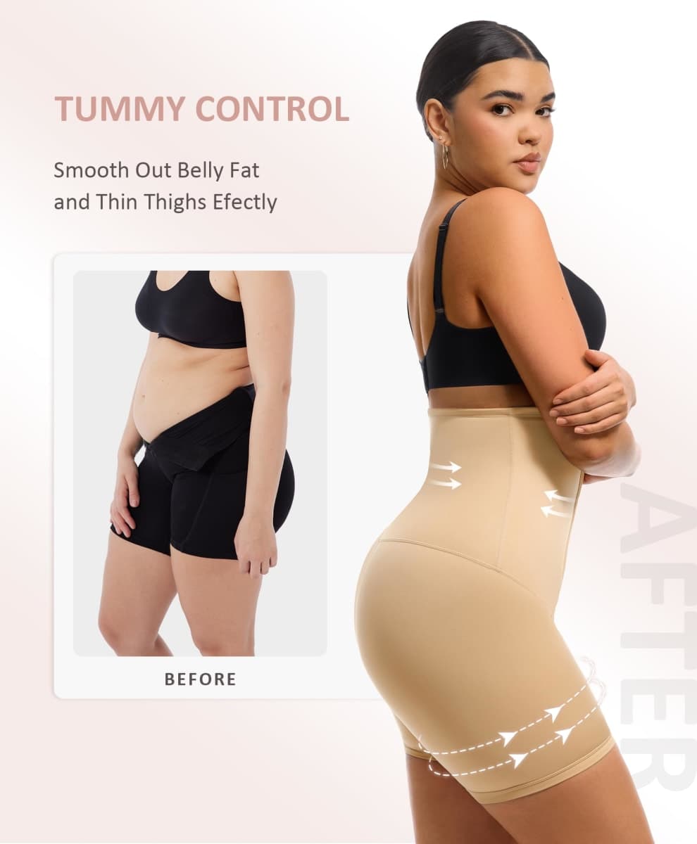 FeelinGirl Shapewear for Women Tummy Control High Waist Body Shaper Shorts Waist Trainer Girdle Thigh Slimming Panties, Nude, Medium thumbnail 2