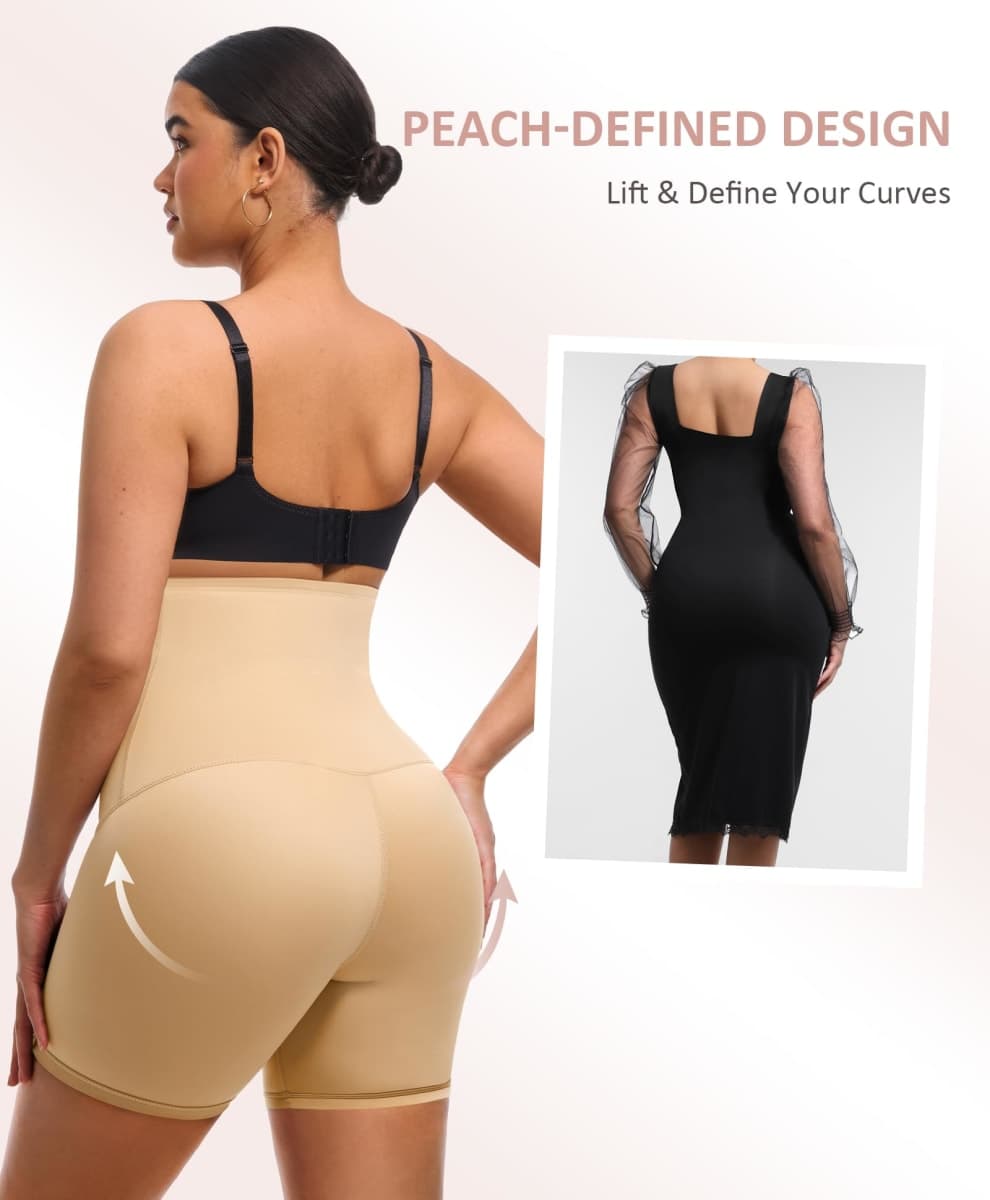 FeelinGirl Shapewear for Women Tummy Control High Waist Body Shaper Shorts Waist Trainer Girdle Thigh Slimming Panties, Nude, Medium thumbnail 3