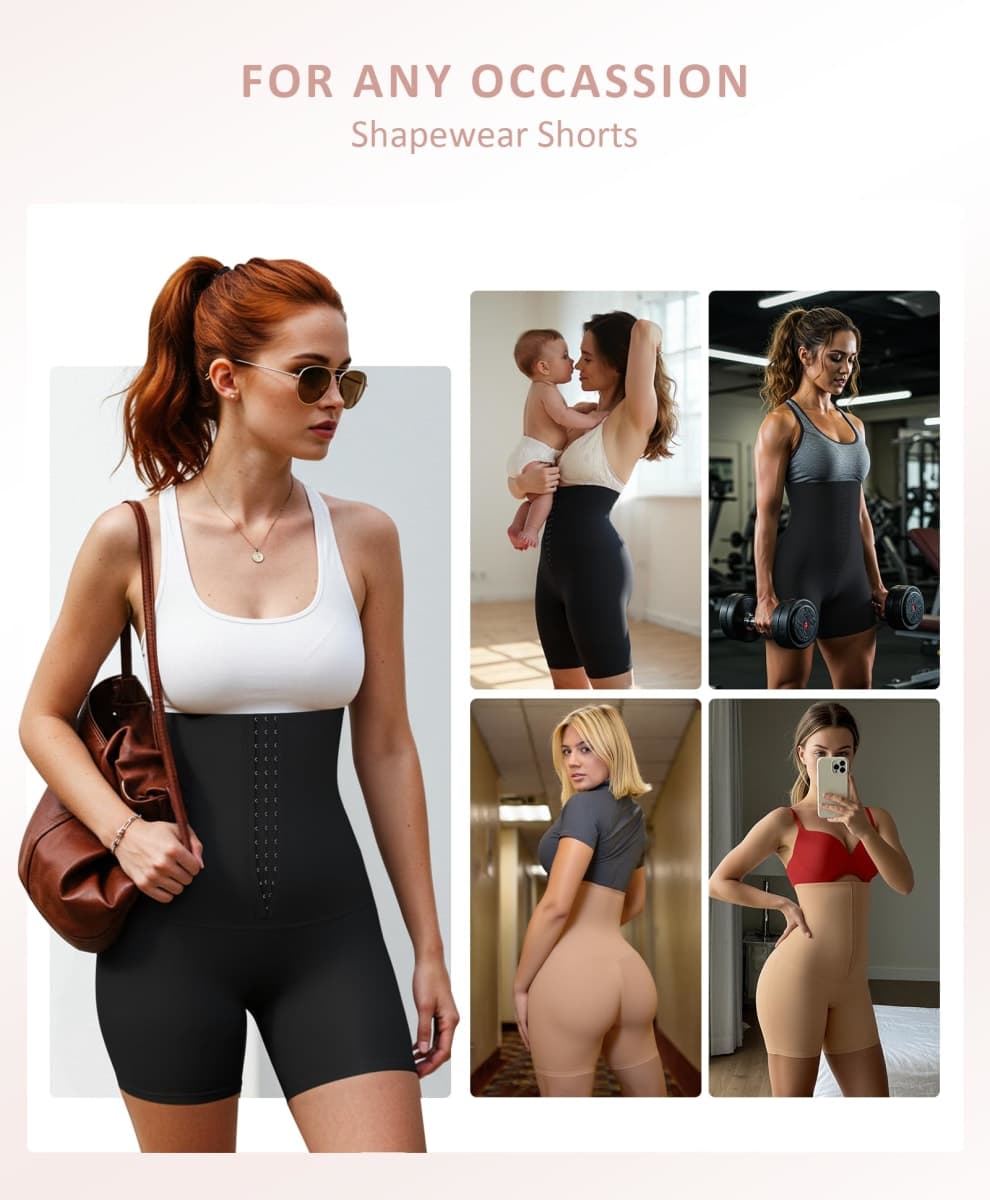 FeelinGirl Shapewear for Women Tummy Control High Waist Body Shaper Shorts Waist Trainer Girdle Thigh Slimming Panties, Nude, Medium thumbnail 5