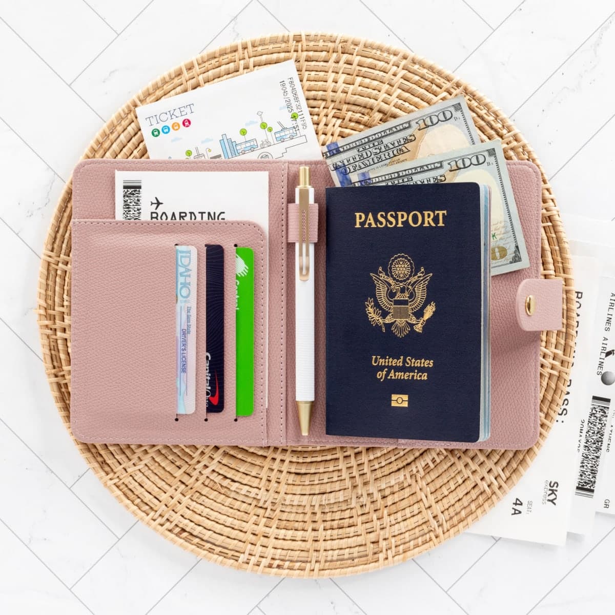 Beautiful Passport Holder for Travel – Cute Cover with Pen Holder to Keep Your Travel Documents Organized & Safe – Quality Passport Wallet and a Gift for Women & Men, Pink, 5.7 x 0.74 x 5 inches thumbnail 2