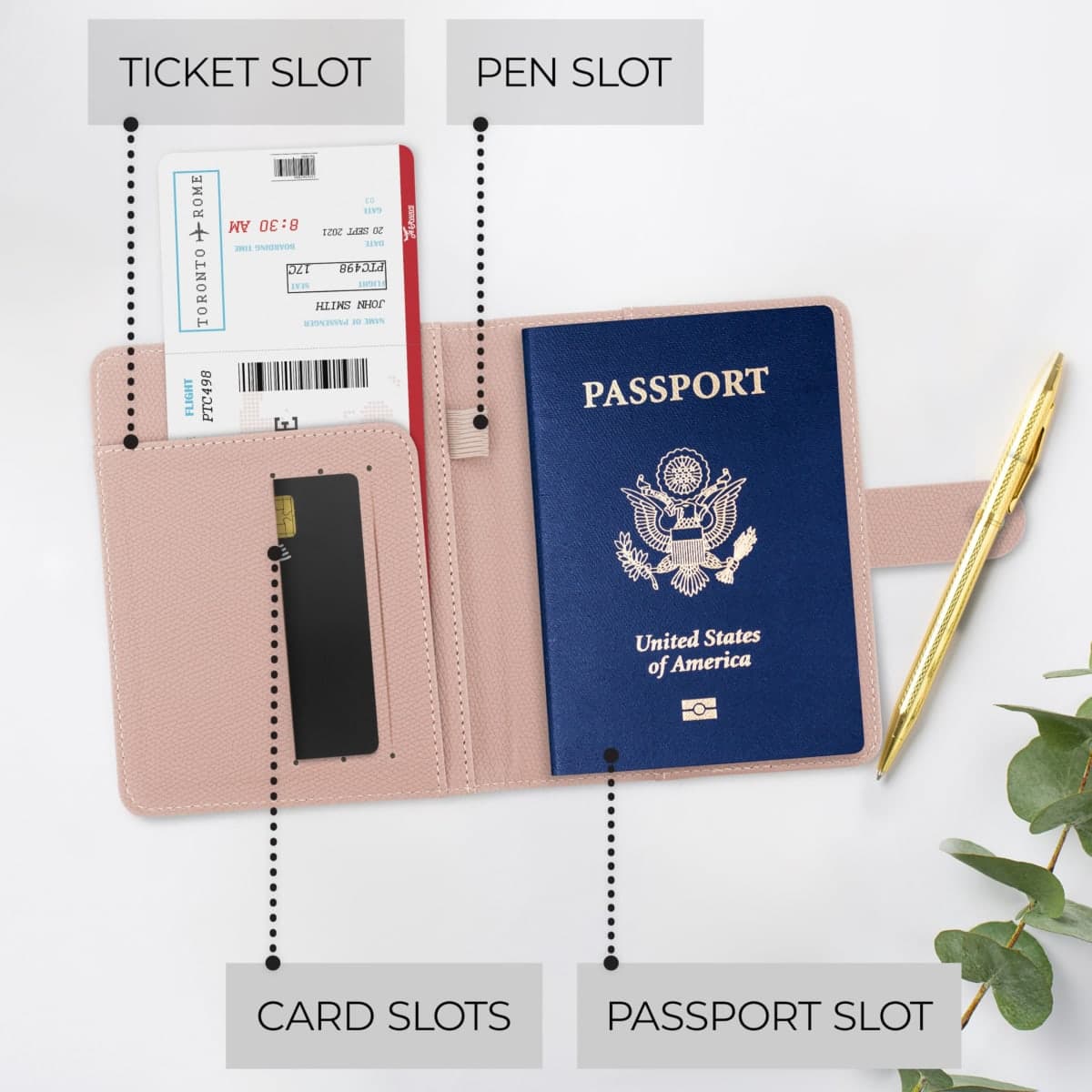 Beautiful Passport Holder for Travel – Cute Cover with Pen Holder to Keep Your Travel Documents Organized & Safe – Quality Passport Wallet and a Gift for Women & Men, Pink, 5.7 x 0.74 x 5 inches thumbnail 5