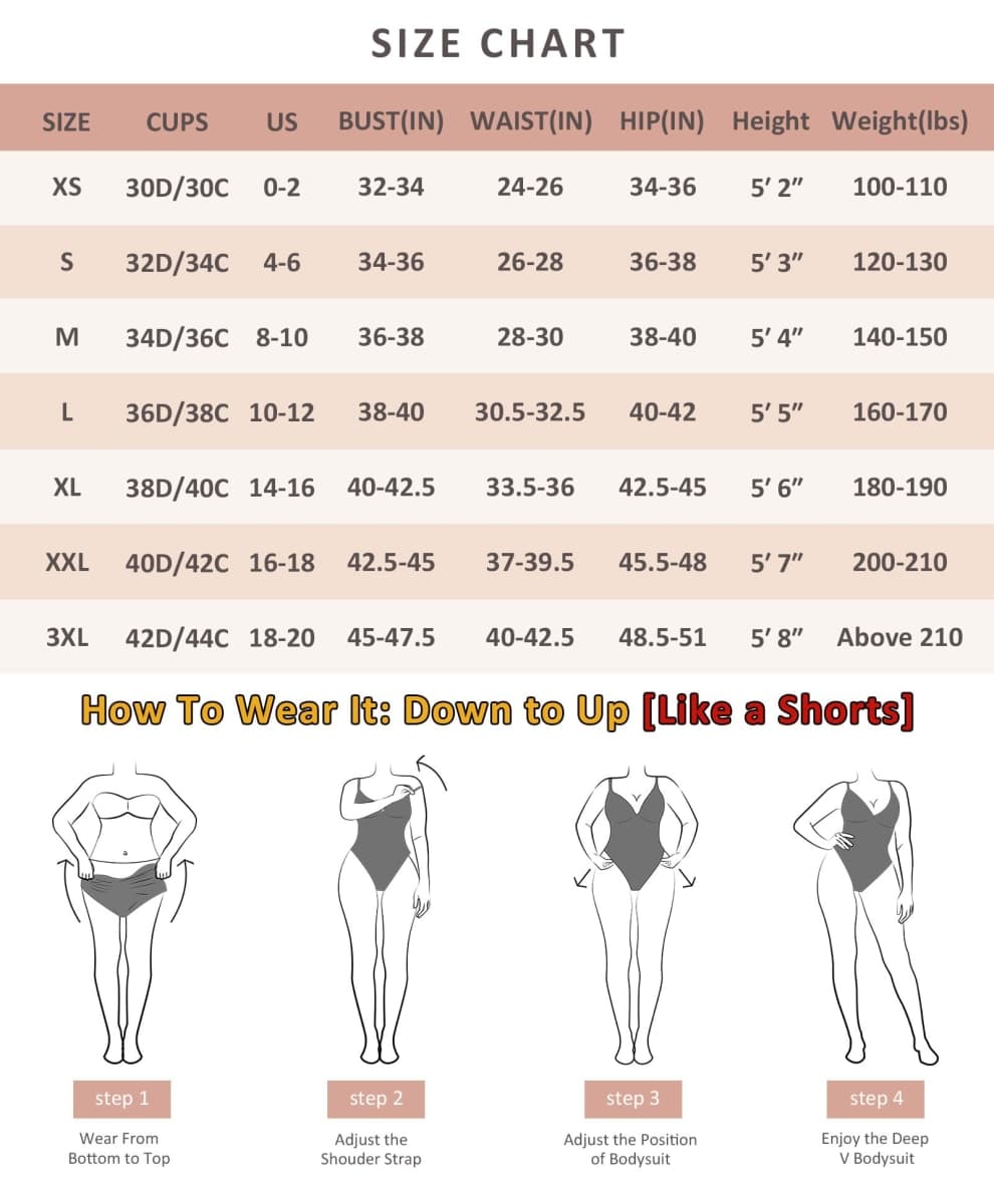 FeelinGirl Shapewear Bodysuits for Women Tummy Control Deep V Neck Body Suits with Adjustable Straps Tops, White, 3X-Large thumbnail 2