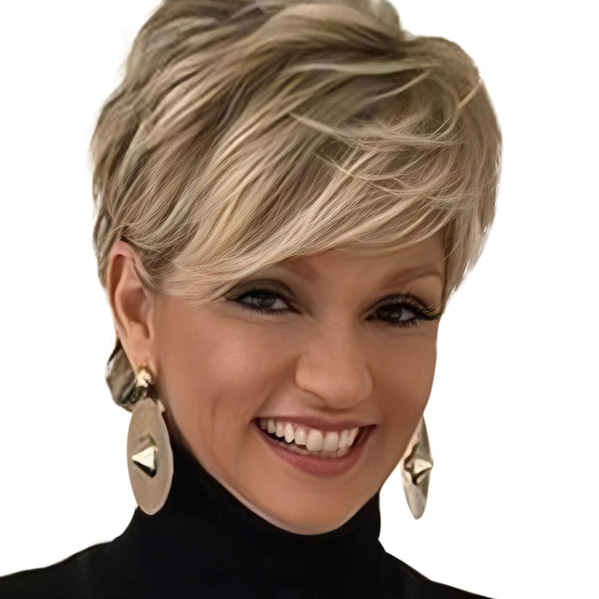 QUEENTAS Pixie Layered Short Blonde Wigs for White Black Women Synthetic Hair (Blonde Mixed Brown) — image 1