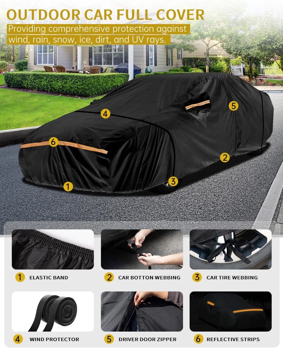 Car Cover Waterproof All Weather Custom Fit for Ford Mustang 1994-2023 2024,210D Oxford Cotton Full Outdoor Automtive Heavy Duty Covers Windproof Snowproof Dustproof UV Hail Protection Accessories thumbnail 3