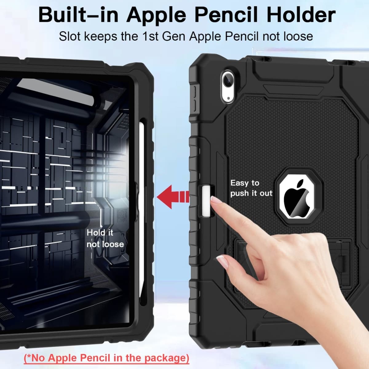 ZoneFoker 10.9" Case for iPad 10th Generation 2022, Heavy Duty Military Grade Shockproof Rugged Protective 10.9 Inch Cover with Pencil Holder Built-in Stand for i Pad 10 Gen (Black) thumbnail 5