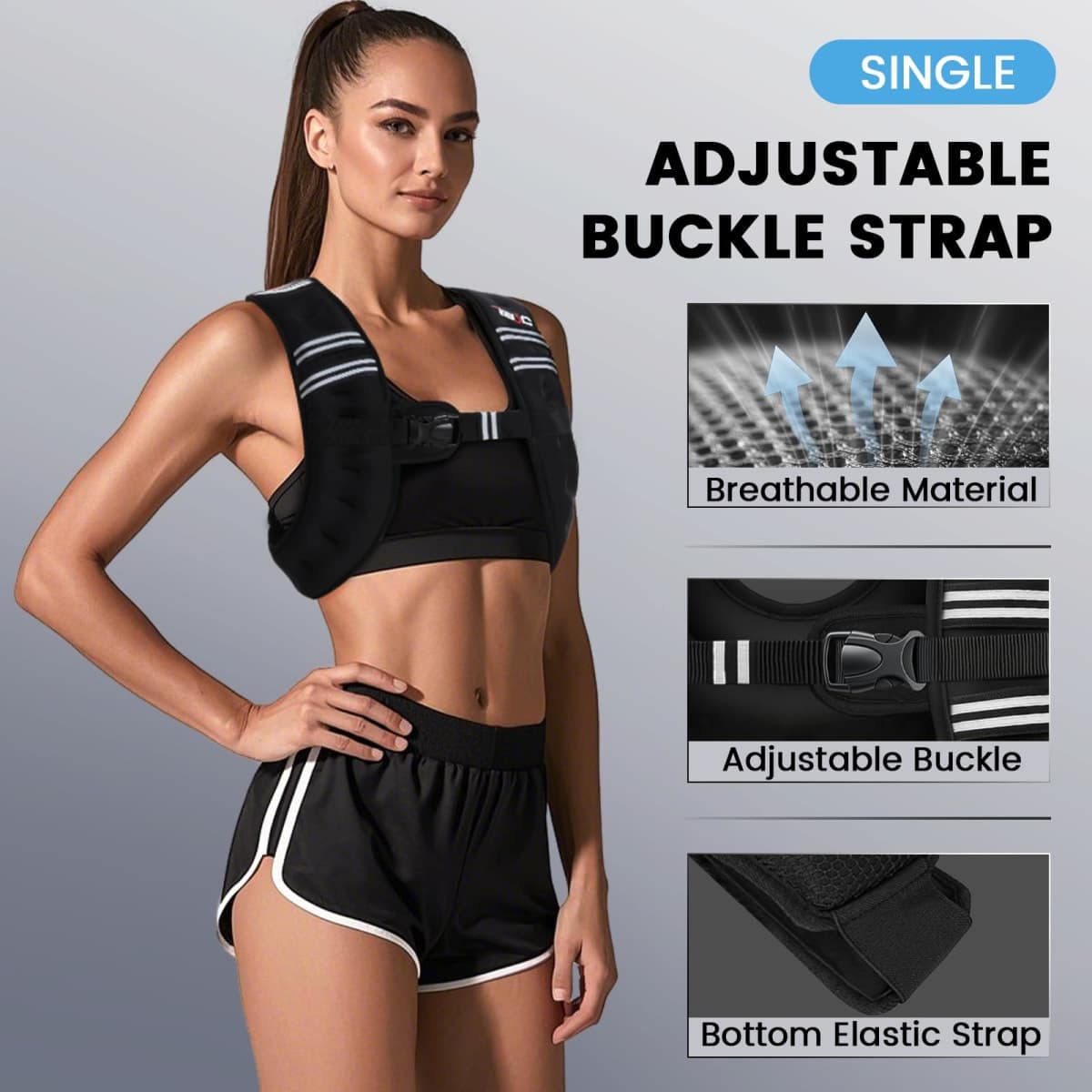 Weighted Vest for Women 8Lbs with Reflective Stripe and Double Adjustable Buckle Straps Weight Vests for Walking, Weight Loss, Training, Running thumbnail 3