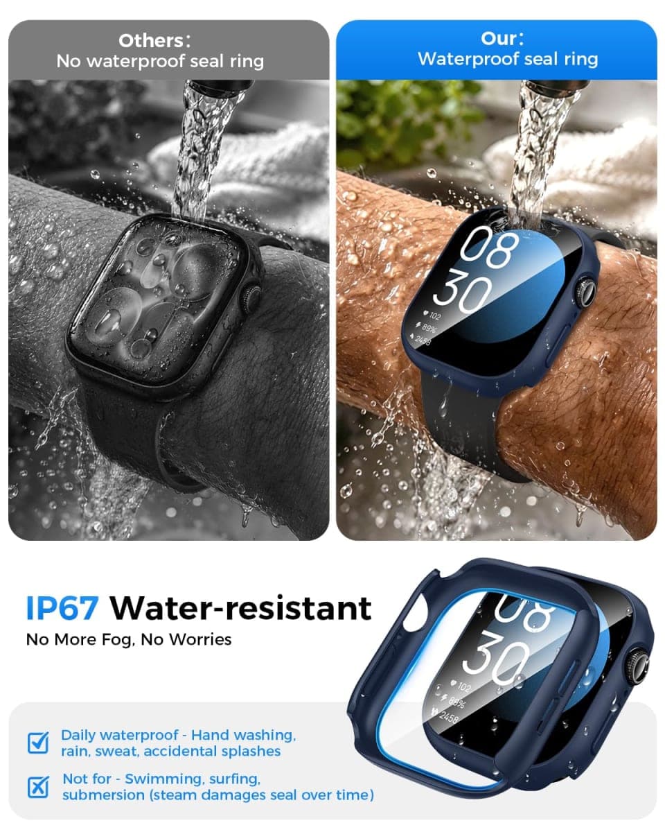 Goton Waterproof Case for Apple Watch Screen Protector 40mm SE 3/2/1,Series 6/5/4, Hard Bumper with Tempered Glass for iWatch Cover 40 mm thumbnail 3