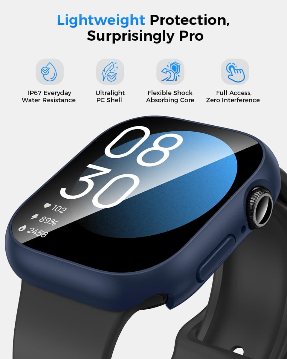 Goton Waterproof Case for Apple Watch Screen Protector 40mm SE 3/2/1,Series 6/5/4, Hard Bumper with Tempered Glass for iWatch Cover 40 mm thumbnail 4