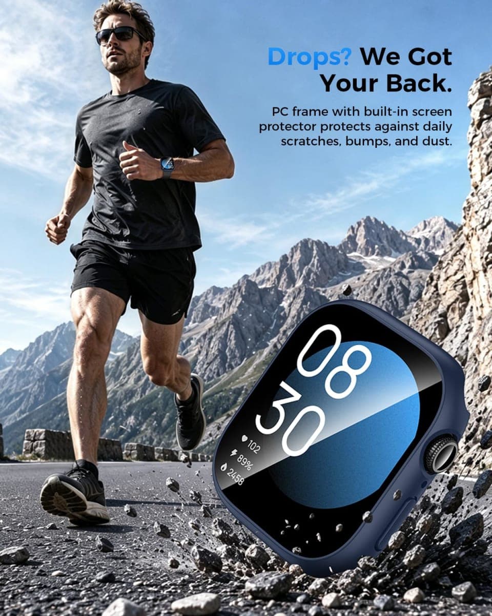 Goton Waterproof Case for Apple Watch Screen Protector 40mm SE 3/2/1,Series 6/5/4, Hard Bumper with Tempered Glass for iWatch Cover 40 mm thumbnail 5