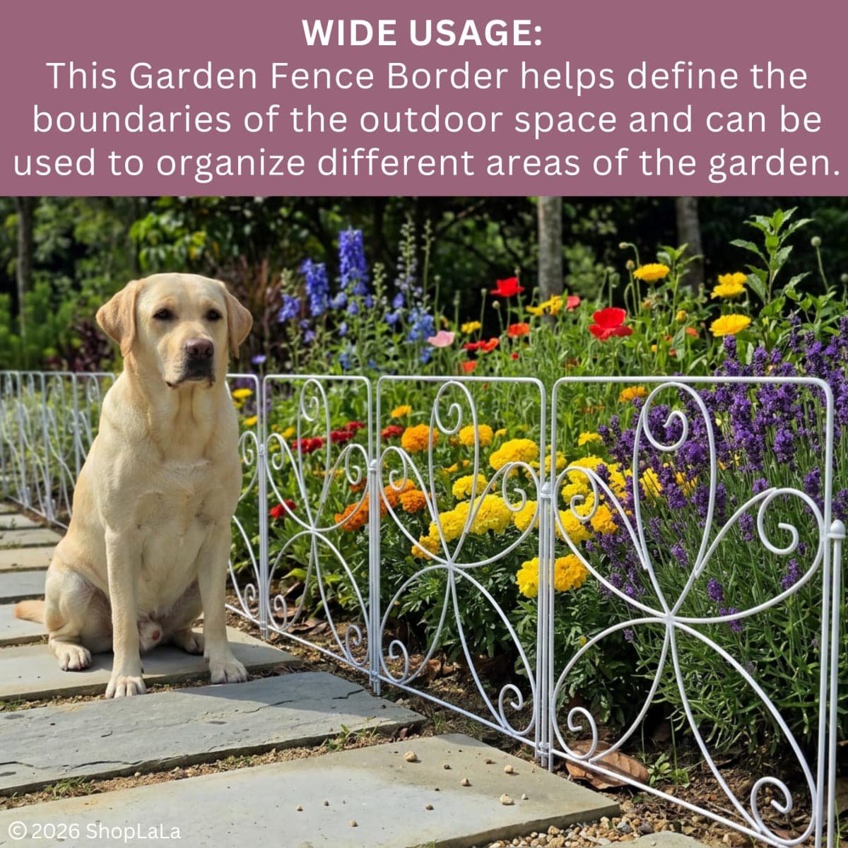 ShopLaLa Garden Fence (20 Panels) 12.5in(L) x 16.5in(H) Rustproof White Metal Floral Wire No Dig Animal Barrier Fencing for Dogs, Decorative Flower Bed Edging Landscape Border Yard Patio Outdoor Decor thumbnail 4