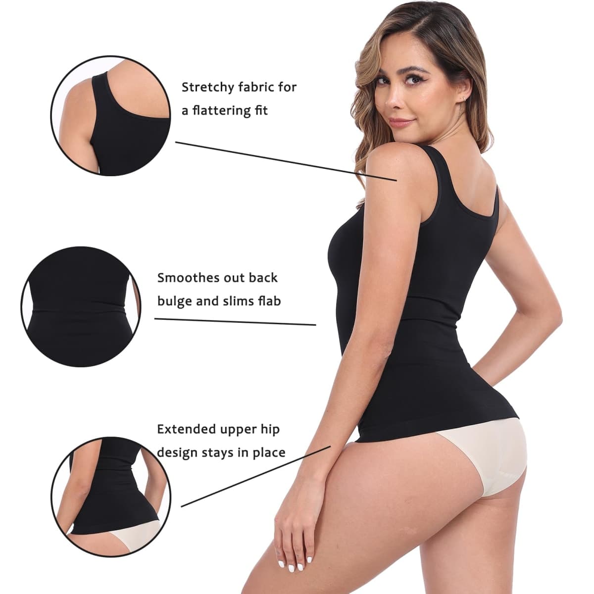 YIOIOIO Women Shapewear Tank Tops Tummy Control Compression Tops seamless Body Shaper Camisole, 1pack,white, XX-Large thumbnail 3